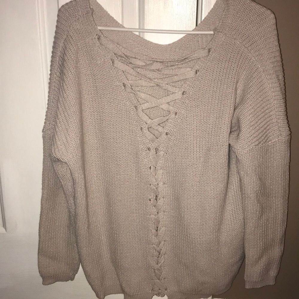 Cream cross back sweater